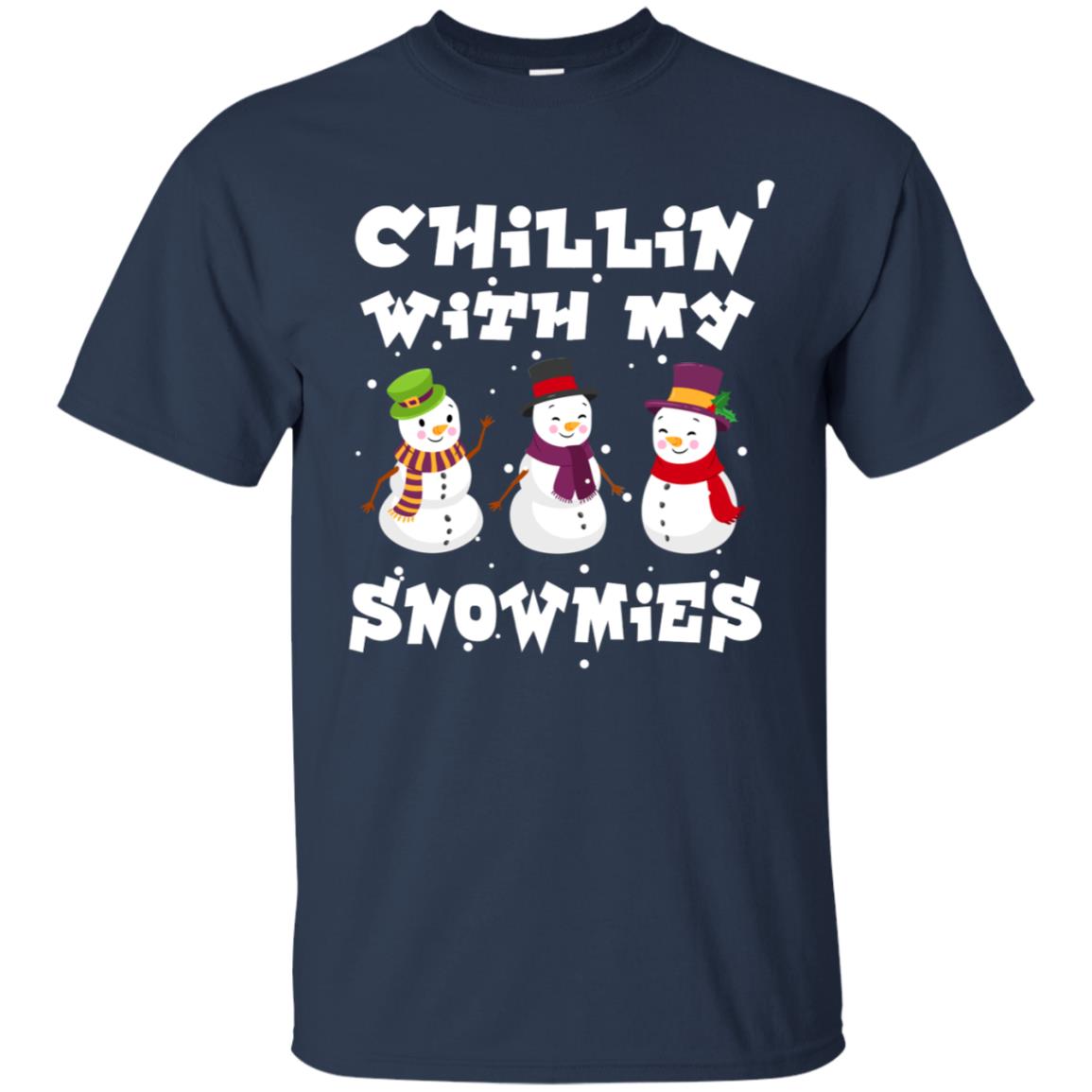 Chillin' With My Snowmie Snowman X-mas Gift Shirt For Mens Womens Kids Navy