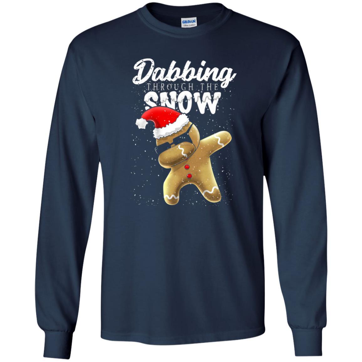 Dabbing Gingerbread T-shirt Dabbing Through The Snow Navy