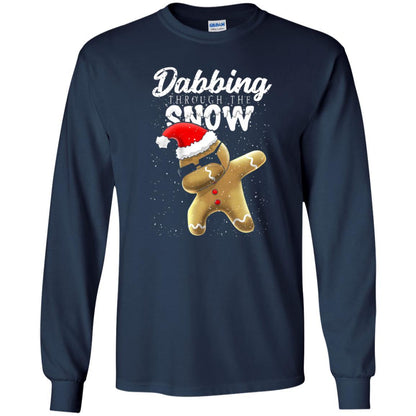 Dabbing Gingerbread T-shirt Dabbing Through The Snow Navy