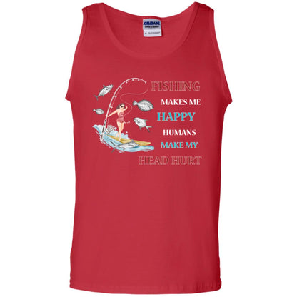 Fishing Make Me Happy Humans Make My Head Hurt Shirt Red