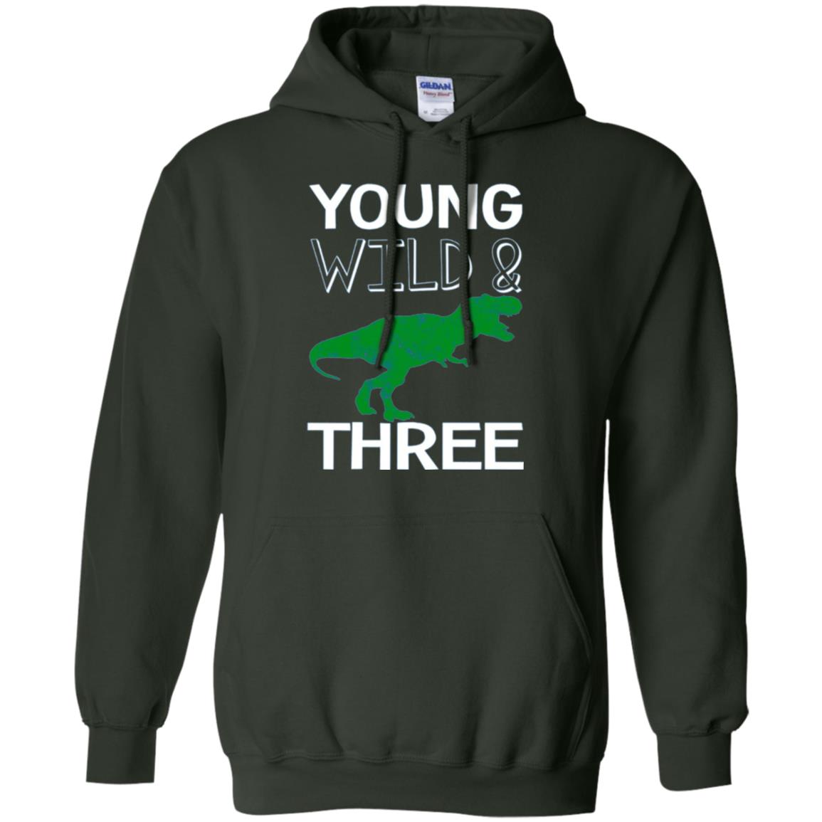 Dinosaur T-shirt Young Wild And Three Forest Green
