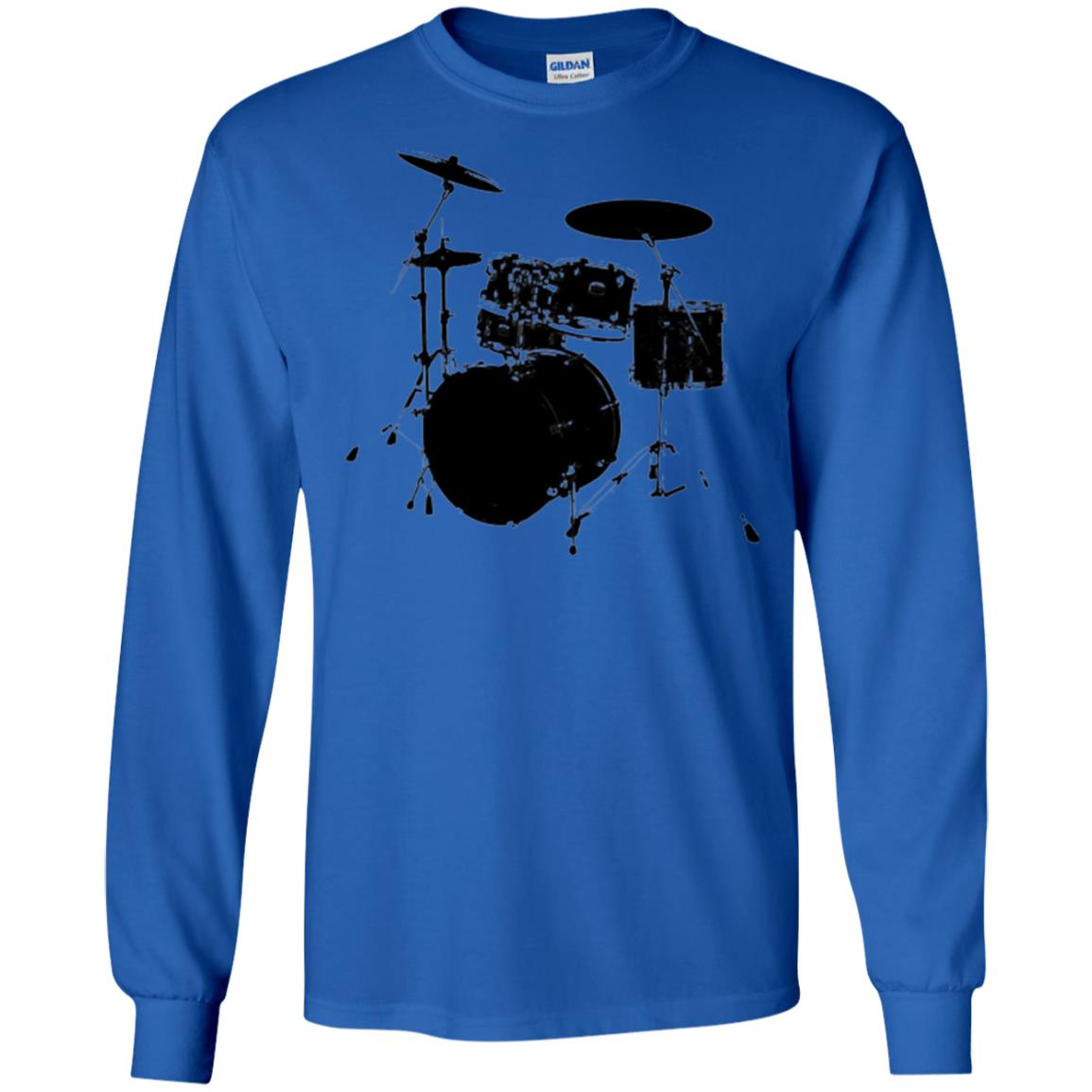 Drum Lovers T-shirt Drum Kit Stencil Print Royal