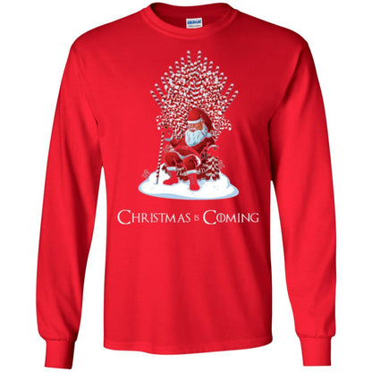 Funny Christmas T-shirt Santa Candy Cane Throne Red