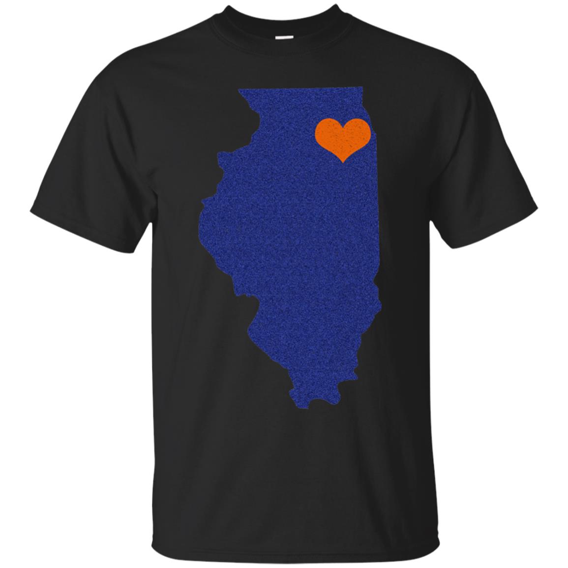 Football T-shirt Chicago Illinois Heart Black