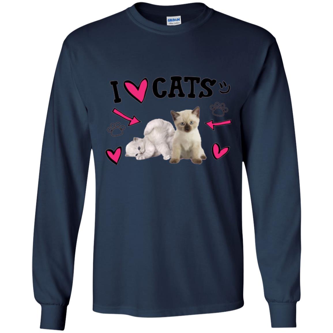 Cat Lover T-shirt I Love Cats Navy