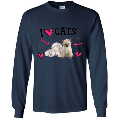 Cat Lover T-shirt I Love Cats Navy