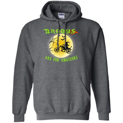 Brooms Are For Amateurs Witches Ride A Motorcycle Funny Halloween Shirt Dark Heather
