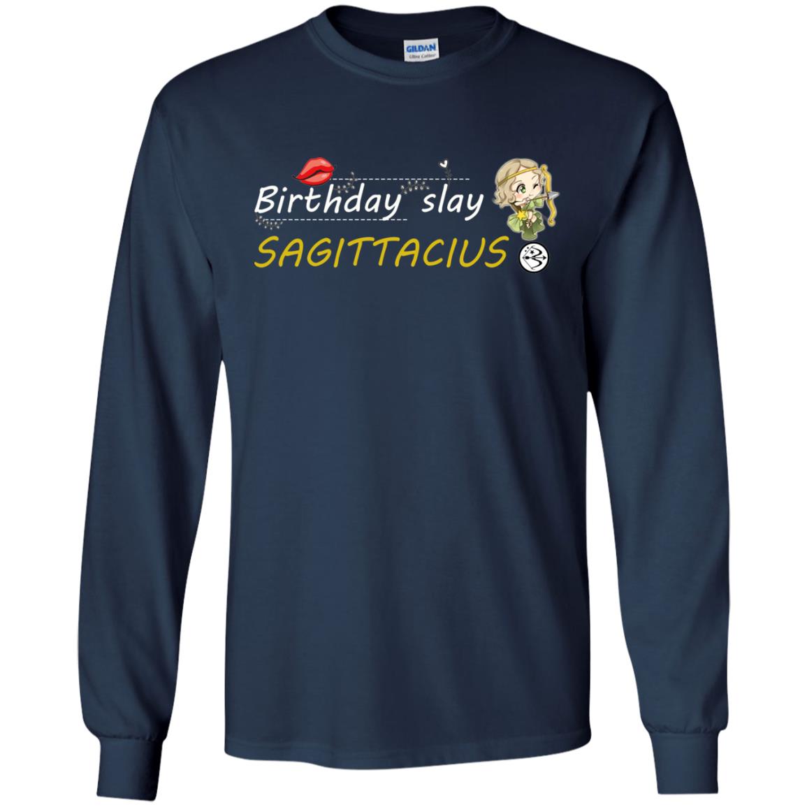 Cute Sagittarius Girl Birthday Lip Slay T-shirt Navy