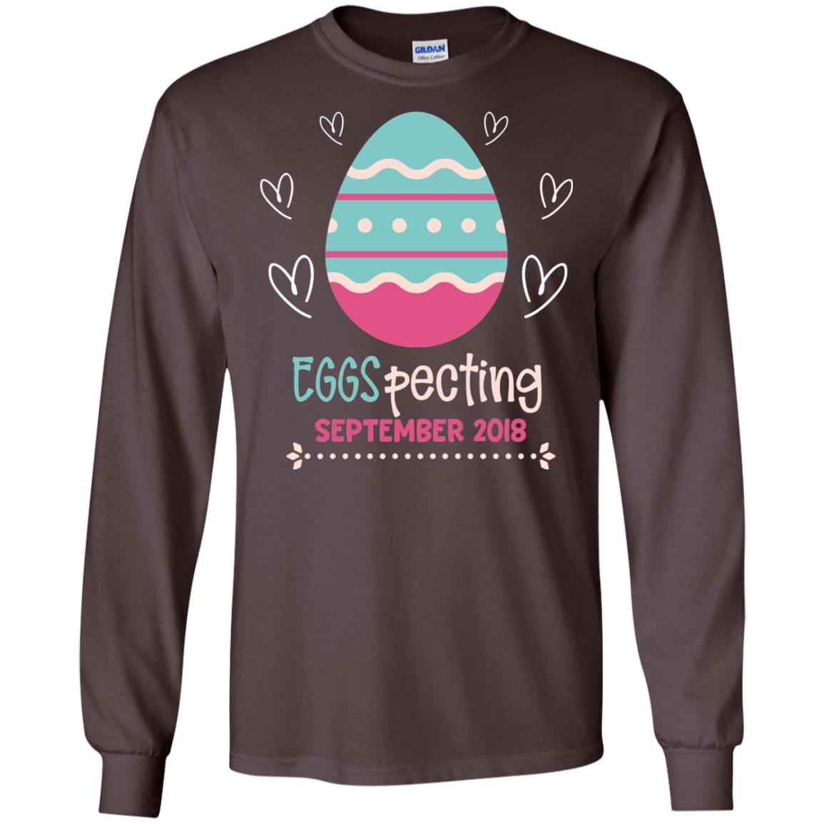 Easter Pregnancy Announcement Shirt Eggspecting September 2018 Dark Chocolate