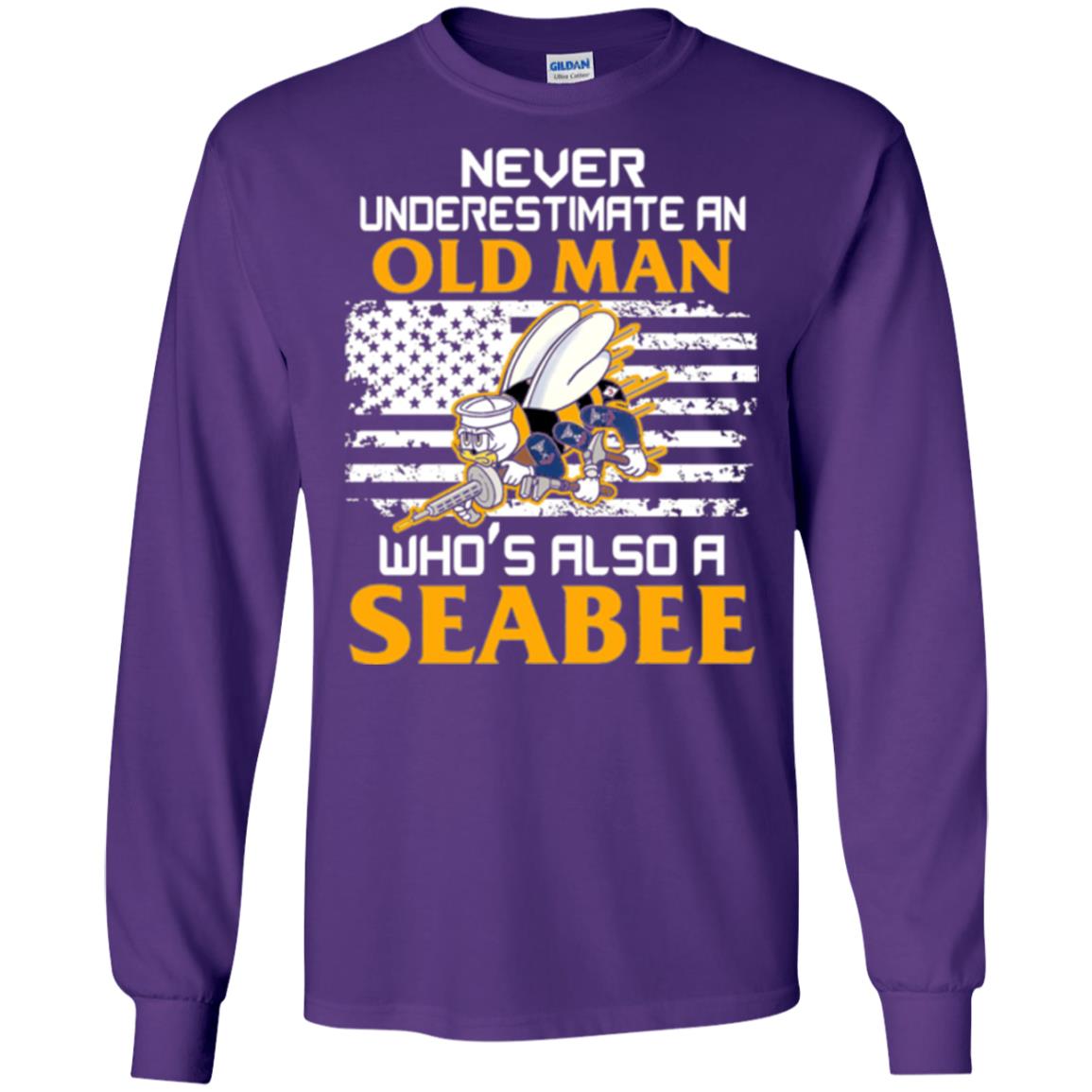 Navy Seabee Veteran T-shirt Never Underestimate An Old Man Purple
