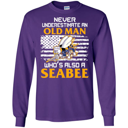 Navy Seabee Veteran T-shirt Never Underestimate An Old Man Purple