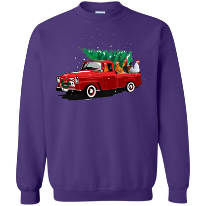 Chickens On Car Merry Christmas Gift Shirt For Mens Womens Purple