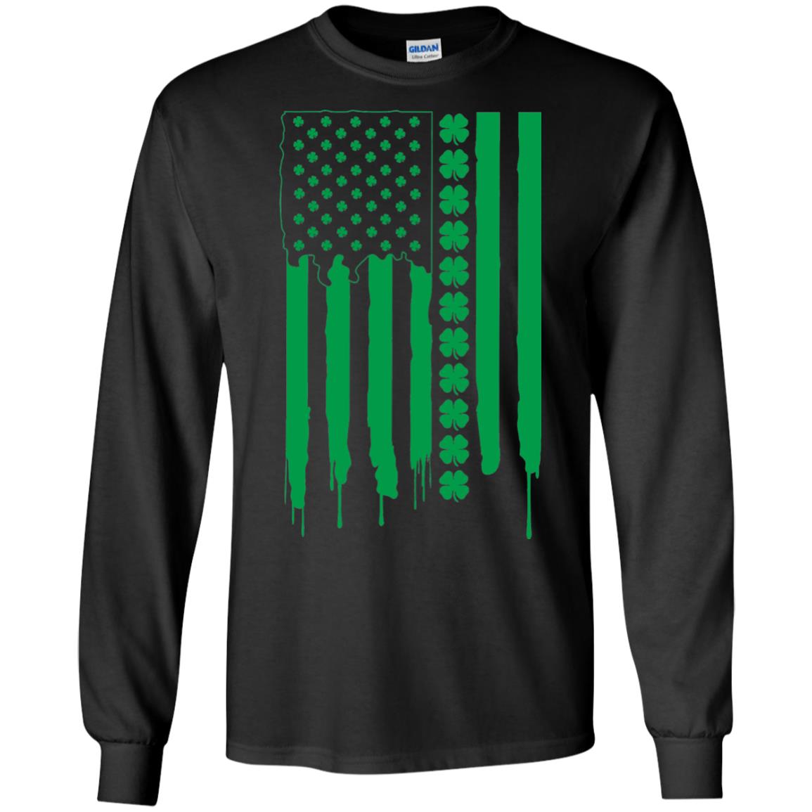 Irish American Flag St Patrick_s Day T-shirt Black