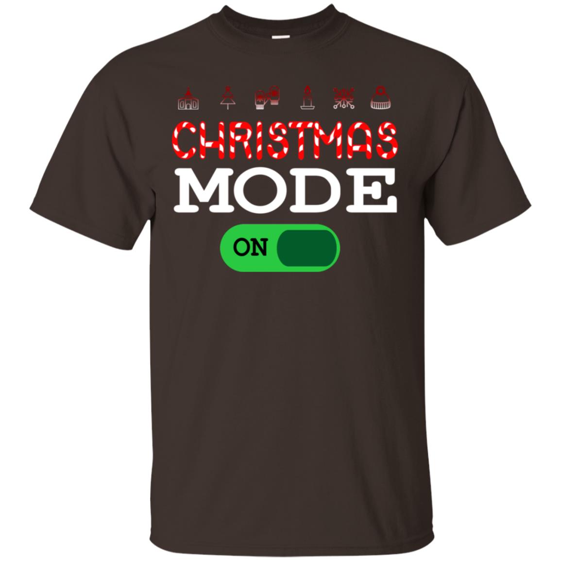 Mode On Christmas X-mas Gift Shirt For Mens Womens Kids Dark Chocolate