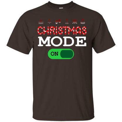 Mode On Christmas X-mas Gift Shirt For Mens Womens Kids Dark Chocolate