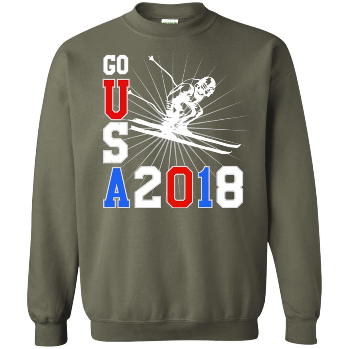 Alpine Skiing T-shirt Go Usa 2108 Cool Military Green