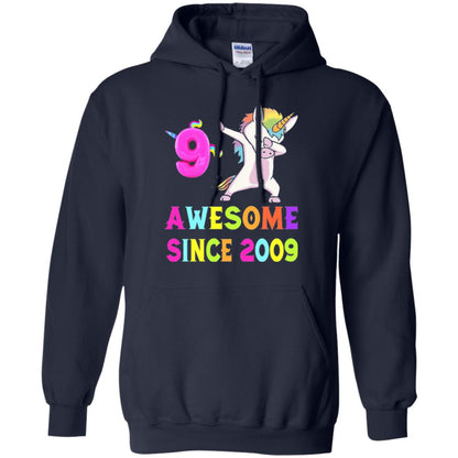 9th Birthday T-shirt Unicorn Dabbing Awesome Since 2009 Navy