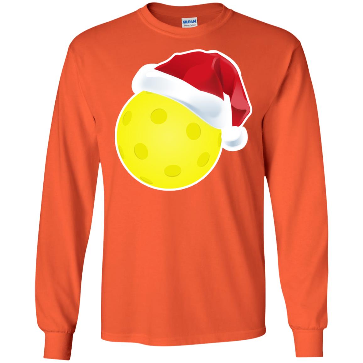 Pickleball With Santa Claus Hat X-mas Shirt For Pickleball Lovers Orange