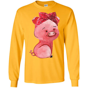 Pig Bandana Cute Pig Lovers Shirt For Girl And WomenG240 Gildan LS Ultra Cotton T-Shirt