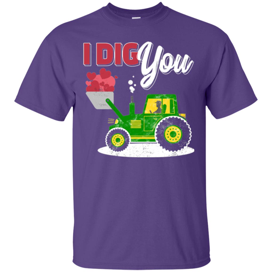 Farmer Valentines Day T-shirt Farm Tractor I Dig You Purple