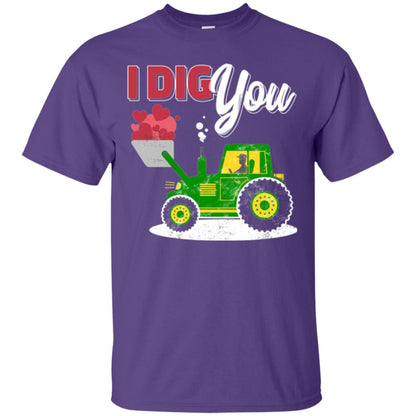 Farmer Valentines Day T-shirt Farm Tractor I Dig You Purple