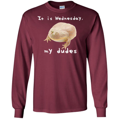 Funny Frog T-shirt It Is Wednesday My Dudes Maroon