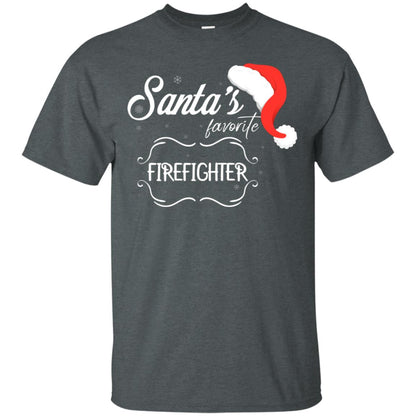 Santa's Favorite Firefighter Firefighting X-mas Gift Shirt For Mens Womens Dark Heather