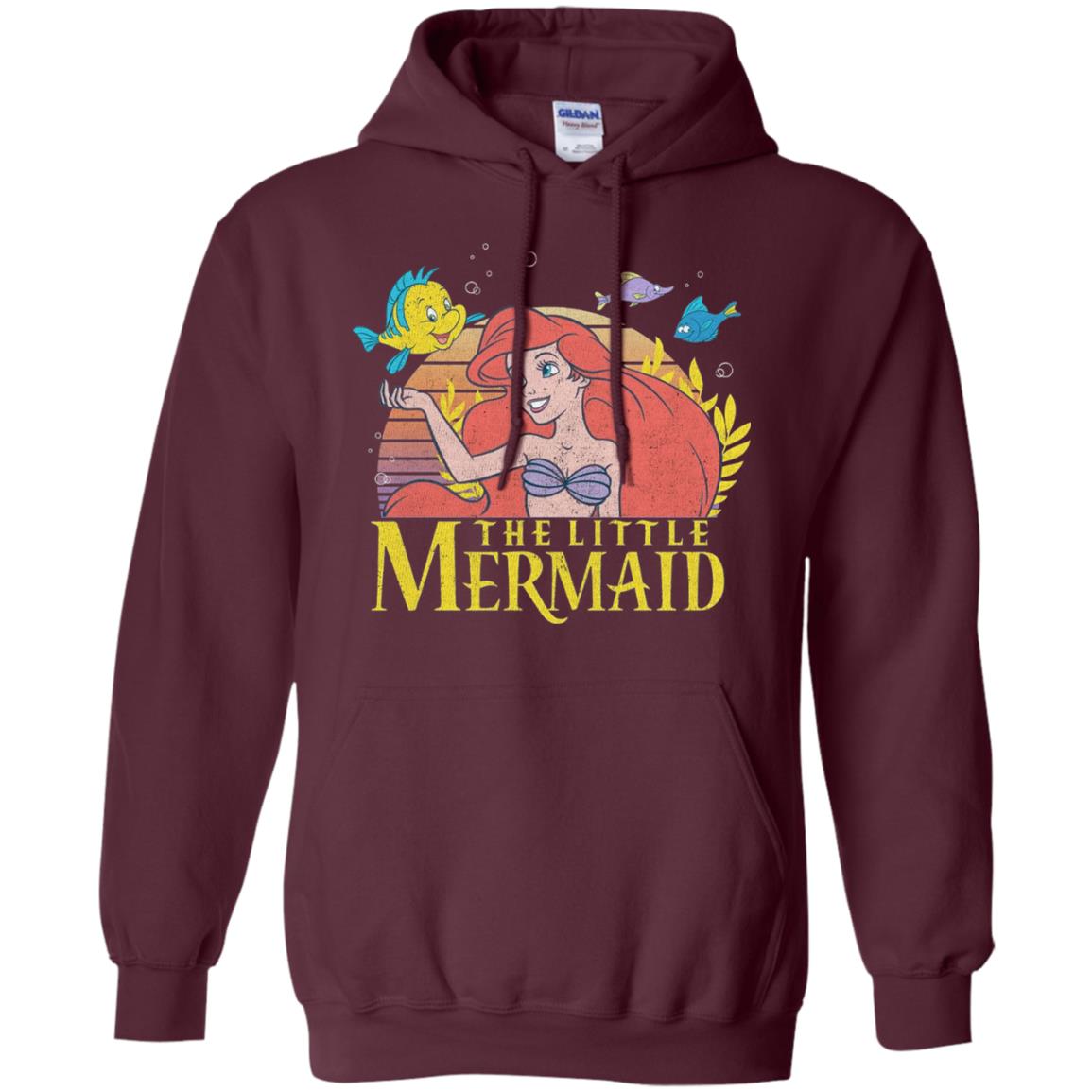 Cartoon T-shirt Mermaid Ariel Flounder Maroon