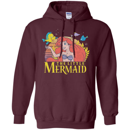 Cartoon T-shirt Mermaid Ariel Flounder Maroon