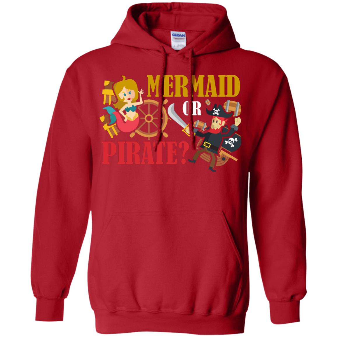 Mermaid Or Pirate Gift Shirt For Boys And Girls Red