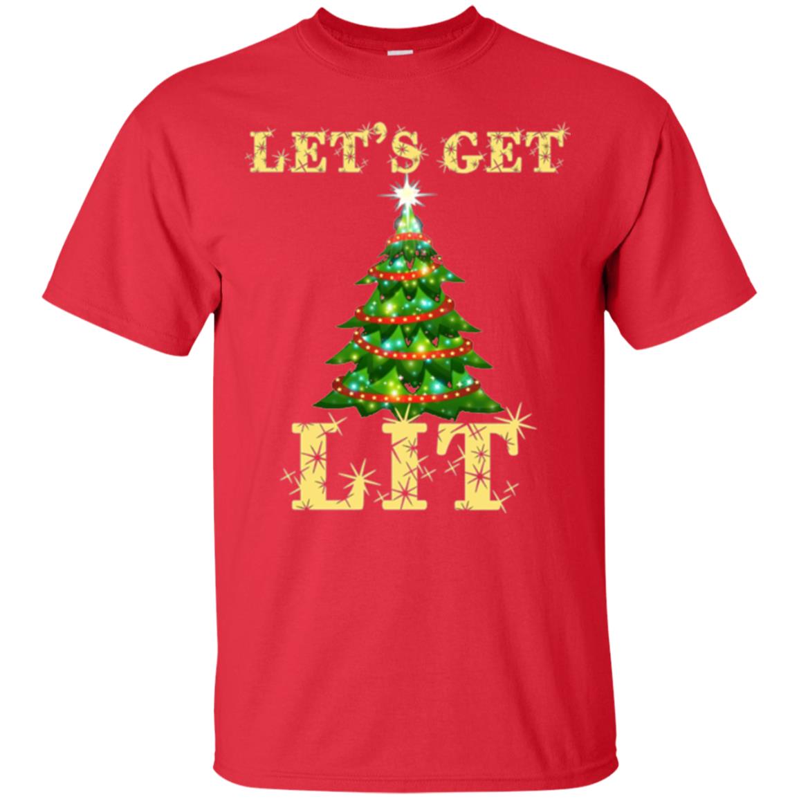 Christmas T-shirt Let_s Get Lit Red