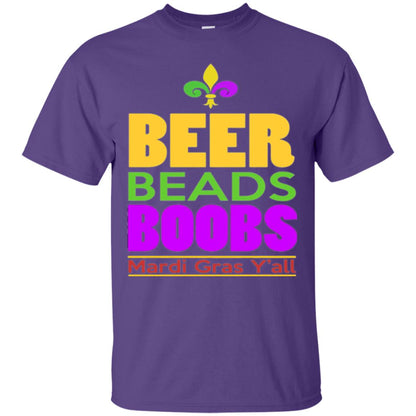 Mardi Gras T-shirt Beer Beads Boobs Purple