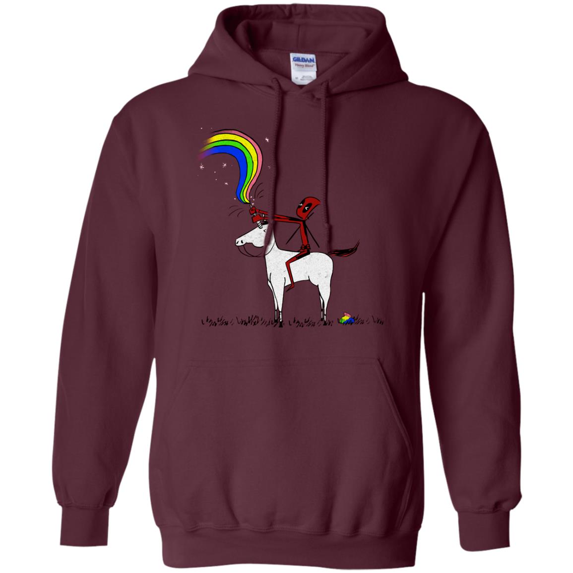 Deadpool With Unicorn Movie T-shirt Maroon