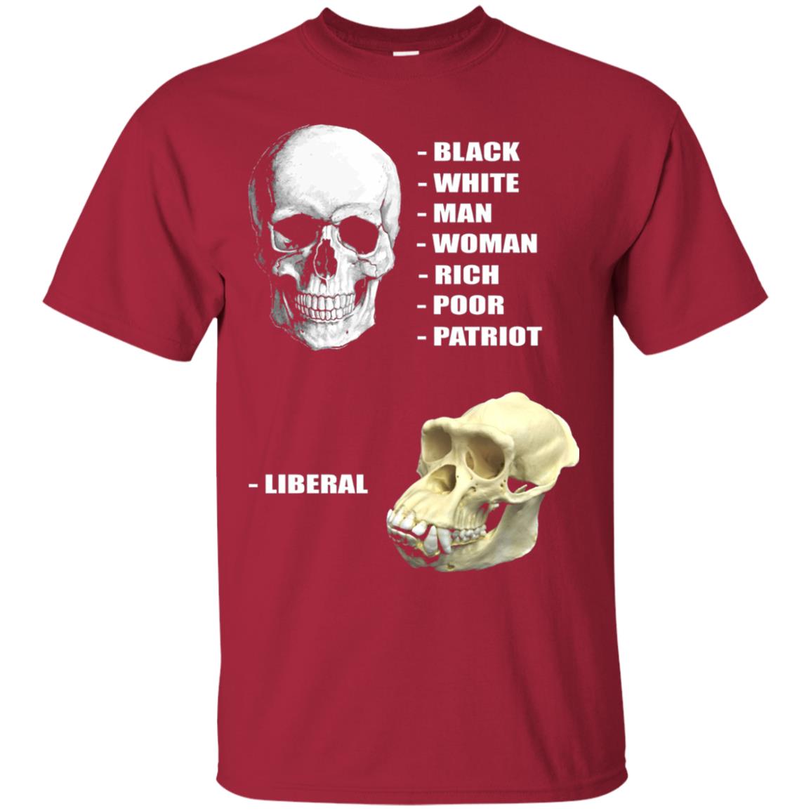 Funny Cool Skulls T-shirt Modern America Patriot Liberal Cardinal