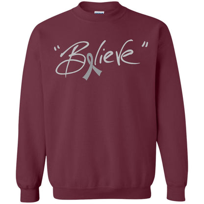 Brain Cancer Awareness Shirt Grey Ribbon Believe Maroon