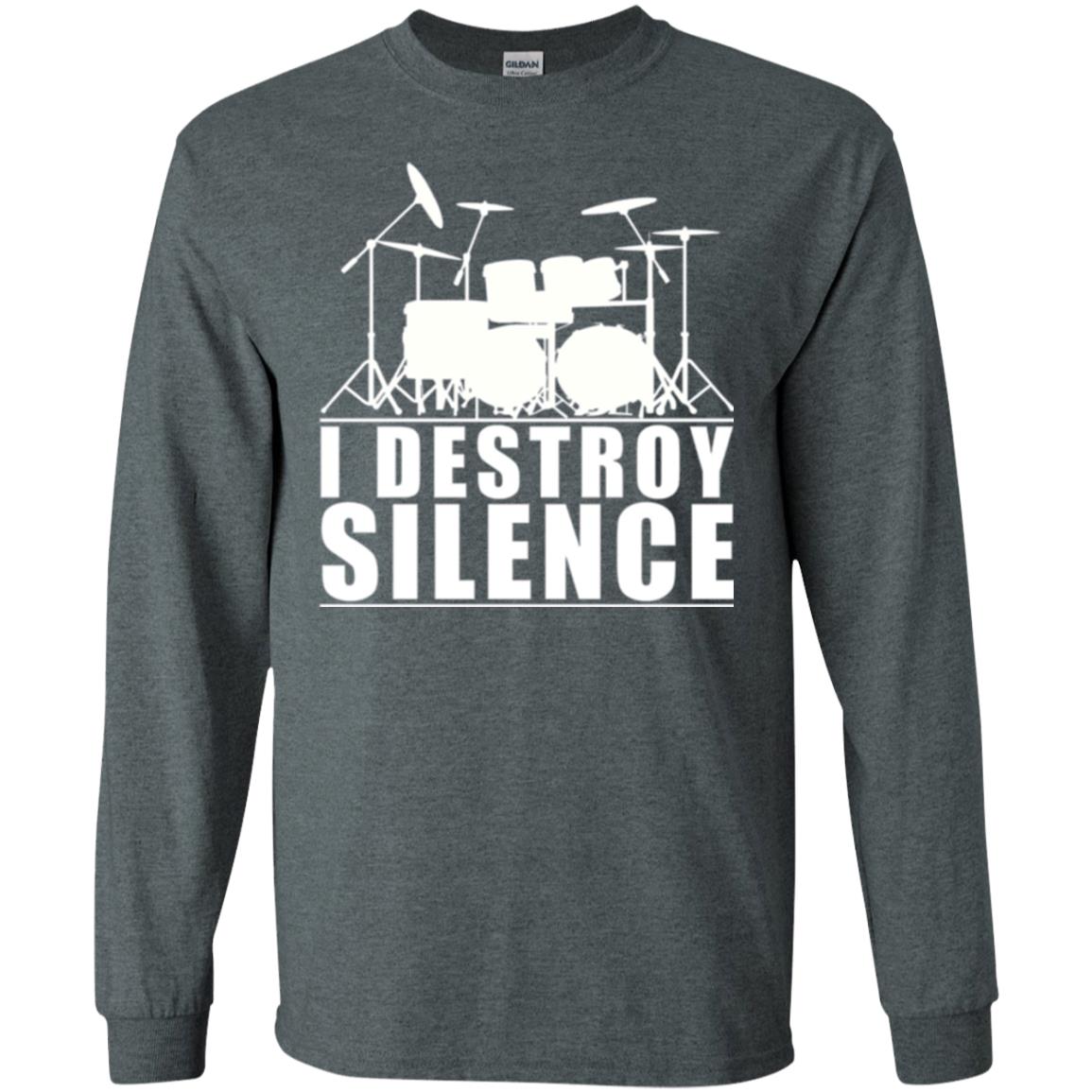 Drums Lover T-shirt I Destroy Silence Dark Heather