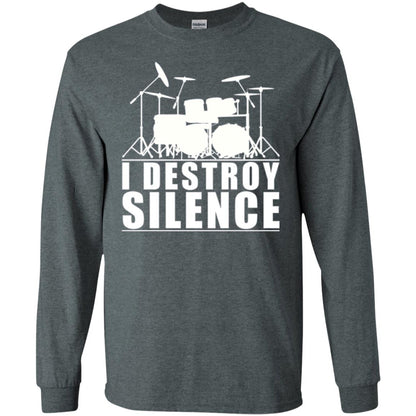 Drums Lover T-shirt I Destroy Silence Dark Heather