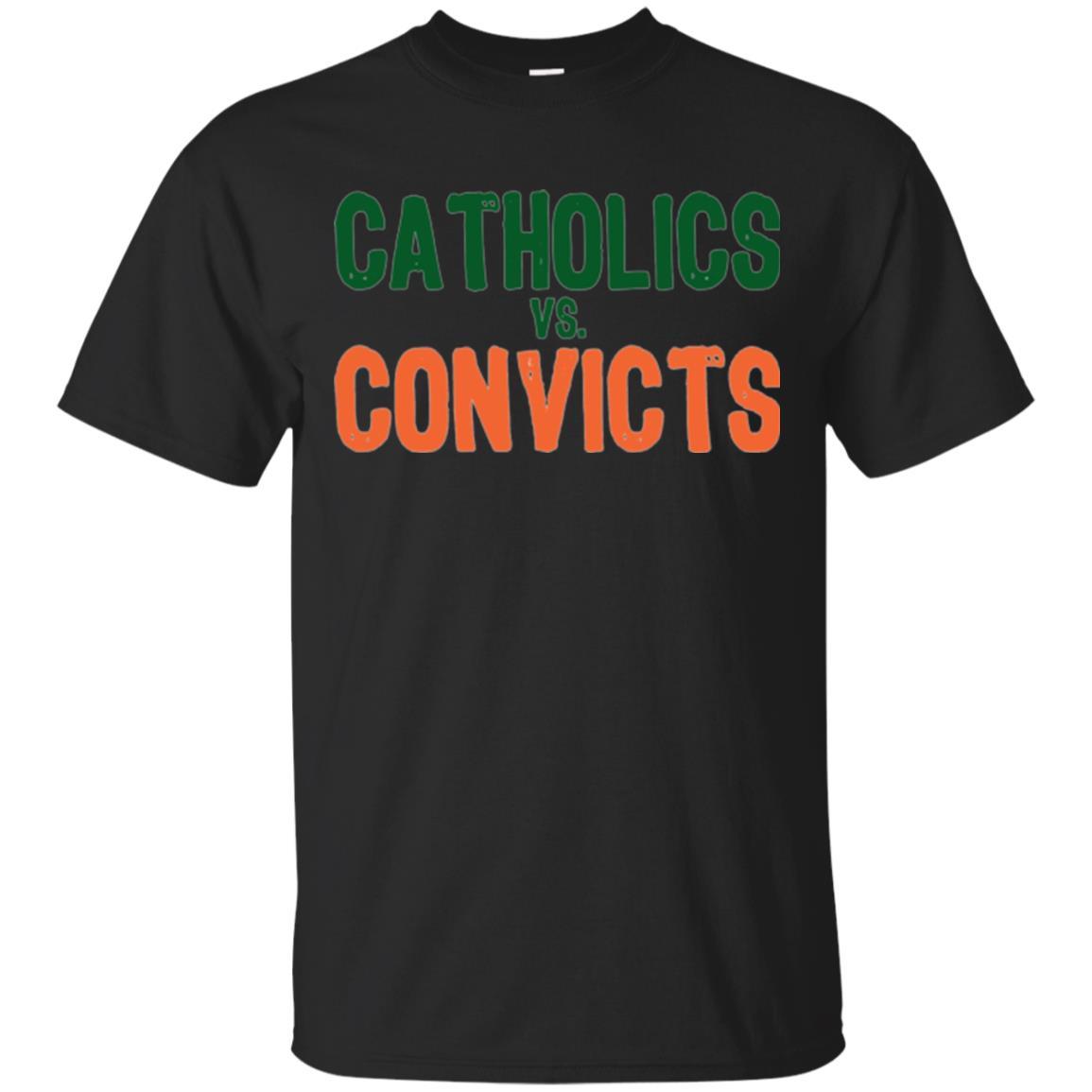 Football T-shirt Distressed Catholics Vs. Convicts 1988 Classic Black