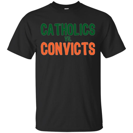 Football T-shirt Distressed Catholics Vs. Convicts 1988 Classic Black