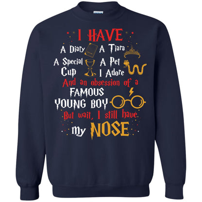 I Have A Diary, A Tiara, A Special Cup, A Pet I Adore And An Obsession Of A Famous Young Boy Harry Potter Fan T-shirt Navy