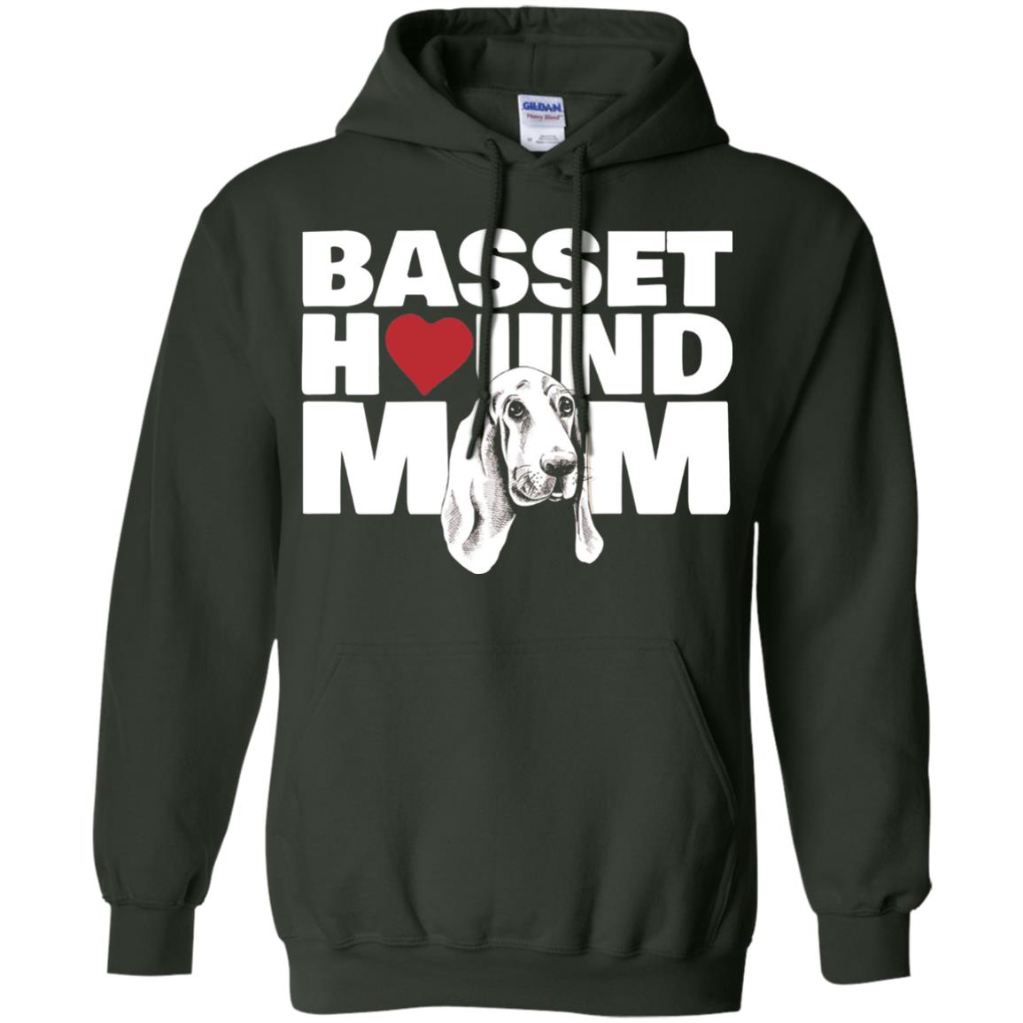 Basset Hound Mom Heart T-shirt Forest Green