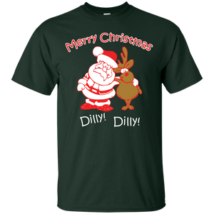 Christmas T-Shirt Merry Christmas Santa And Reindeer Dilly! Dilly!