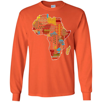 African Pride Traditional Ethnic Pattern Africa Map Shirt Orange