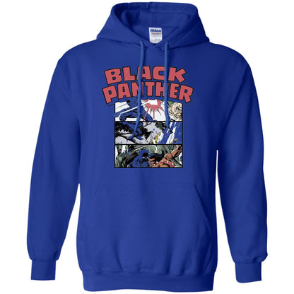 Black Panther Retro Comic Stacked Panel Art T-shirt Royal