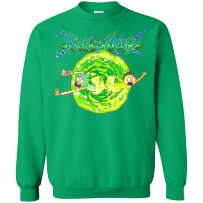 Rick Morty T-shirt Portal Glow Lightning Logo Irish Green