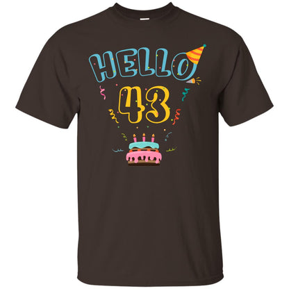 Hello 43 Forty Three 43rd 1975s Birthday Gift Shirt Dark Chocolate