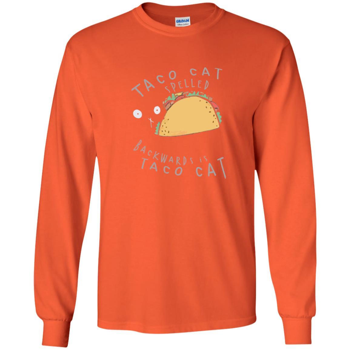 Cat Lovers T-shirt Taco Cat Spelled Backward Is Taco Cat Orange