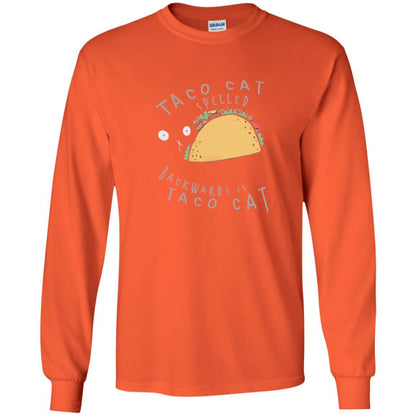 Cat Lovers T-shirt Taco Cat Spelled Backward Is Taco Cat Orange