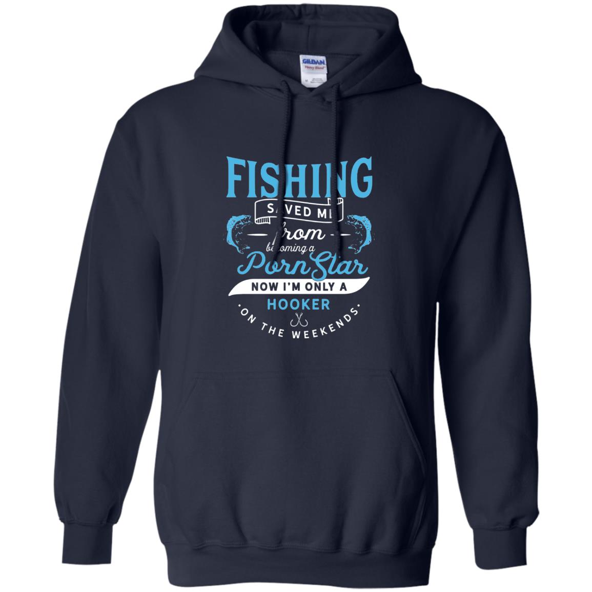 Funny Fishing Tshirts Im Only A Hooker On The Weekends Navy