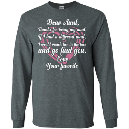 Dear Aunt Thank For Being My Aunt Family T-shirt Dark Heather